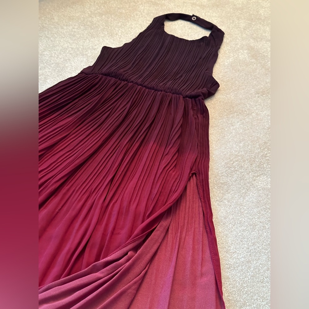 Zaful - Maxi Sheer Dress, Ombré Maroon/Red
